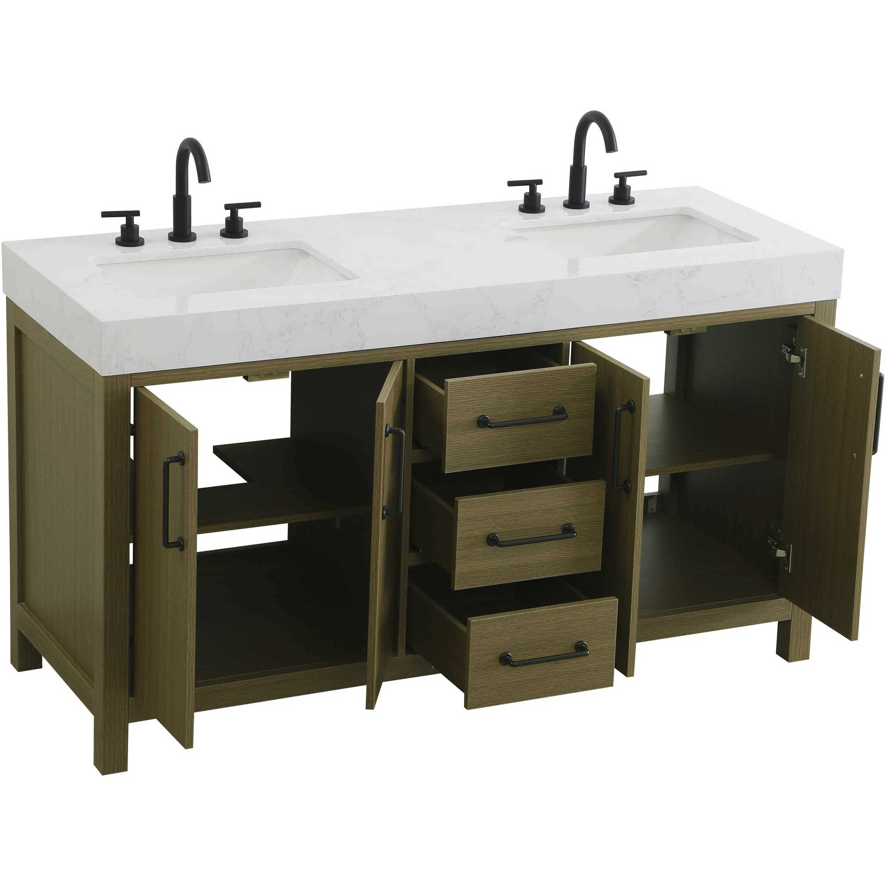 Nathan 60 X 34 inch Chestnut Brown Bathroom Vanity Cabinet