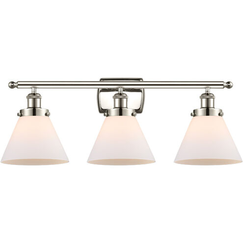 Ballston Large Cone LED 26 inch Polished Nickel Bath Vanity Light Wall Light in Matte White Glass