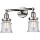 Franklin Restoration Small Canton 2 Light 6 inch Polished Nickel Bath Vanity Light Wall Light in Seedy Glass, Franklin Restoration