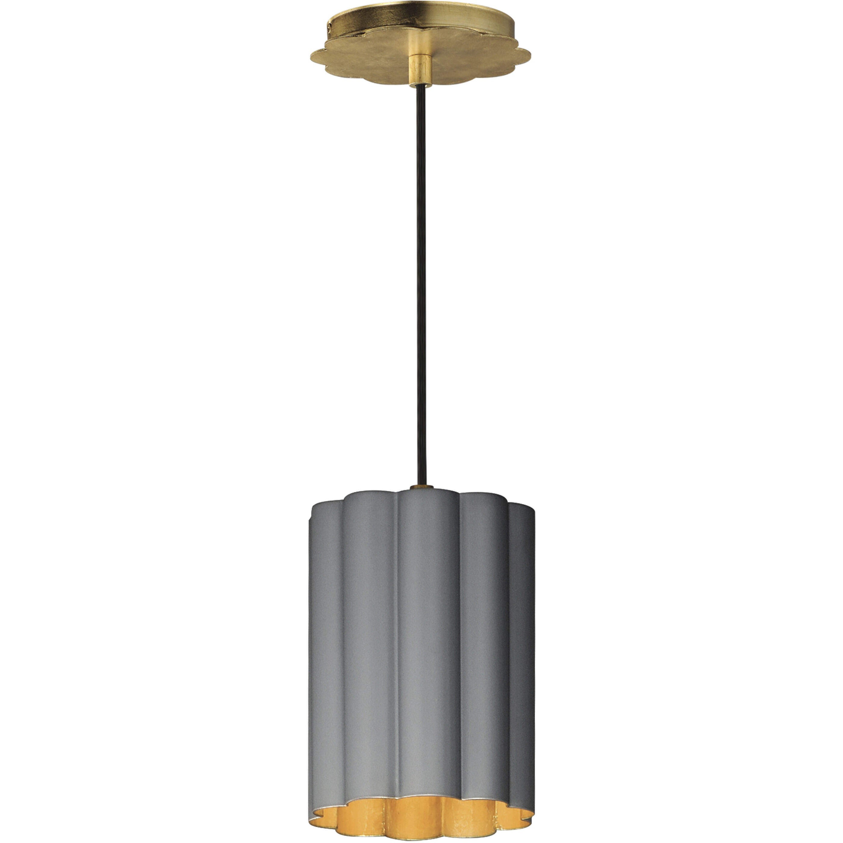 Primrose 1 Light 6 inch Gold Leaf Single Pendant Ceiling Light in Dark Grey