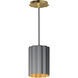 Primrose 1 Light 6 inch Gold Leaf Single Pendant Ceiling Light in Dark Grey