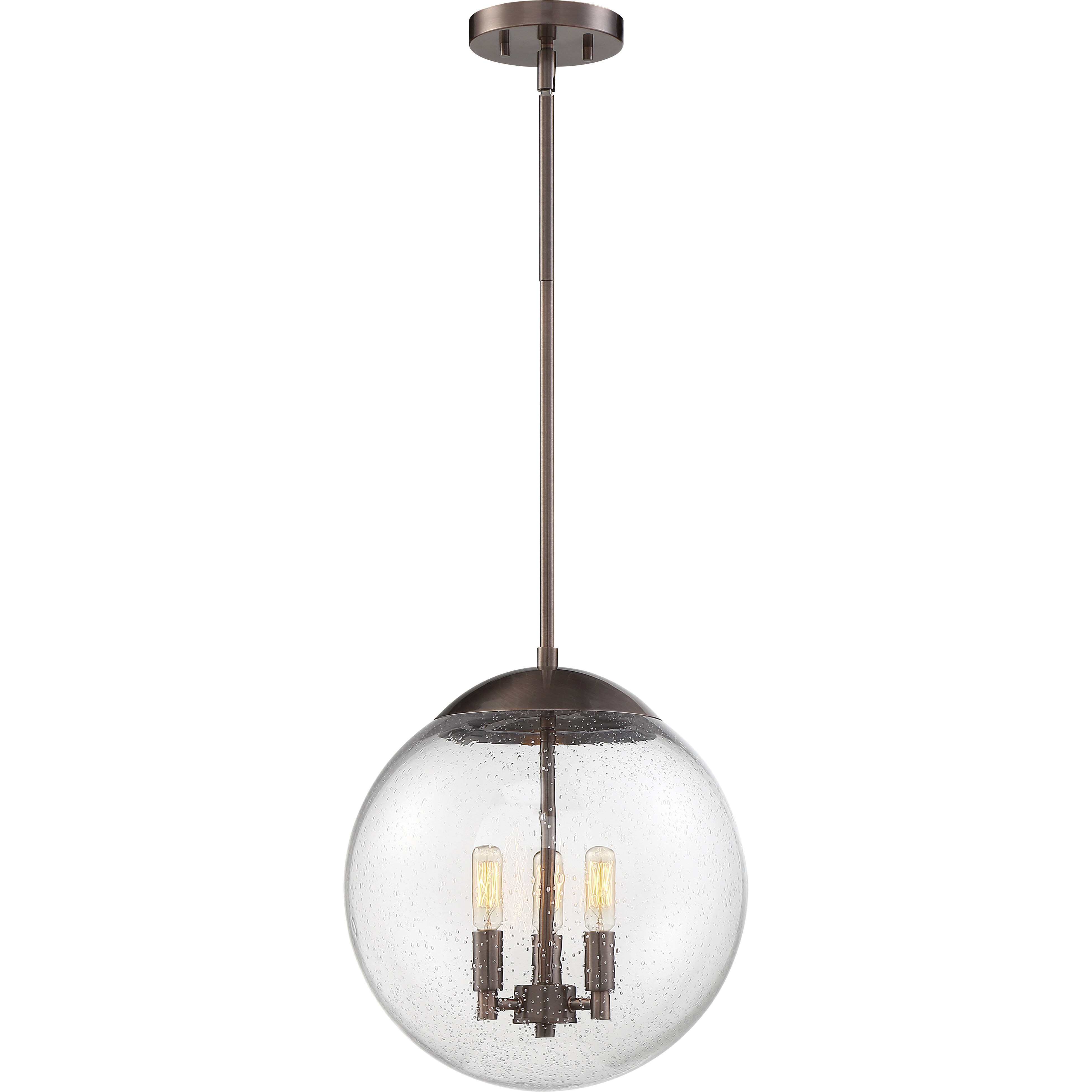 Ariel 3 Light 13 inch Antique Copper and Clear Seeded Pendant Ceiling Light