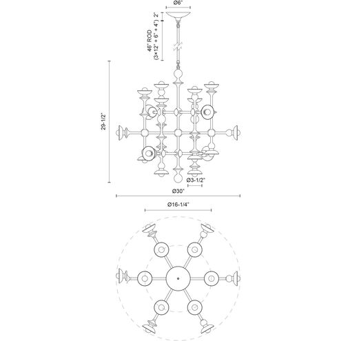 Cadence 18 Light 30 inch Antique White Chandelier Ceiling Light