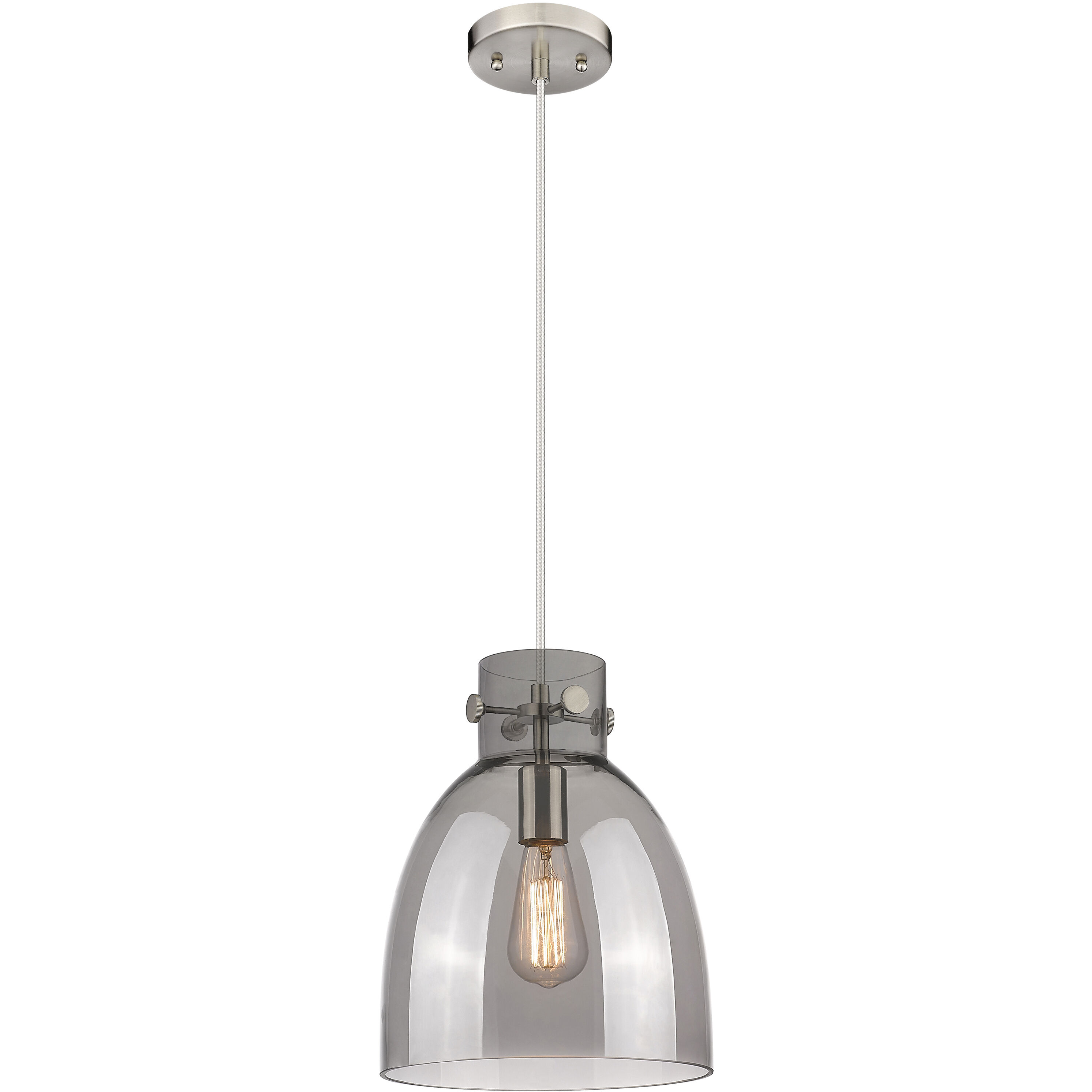 Downtown Urban Newton Bell 1 Light 10 inch Satin Nickel Pendant Ceiling Light in Plated Smoke
