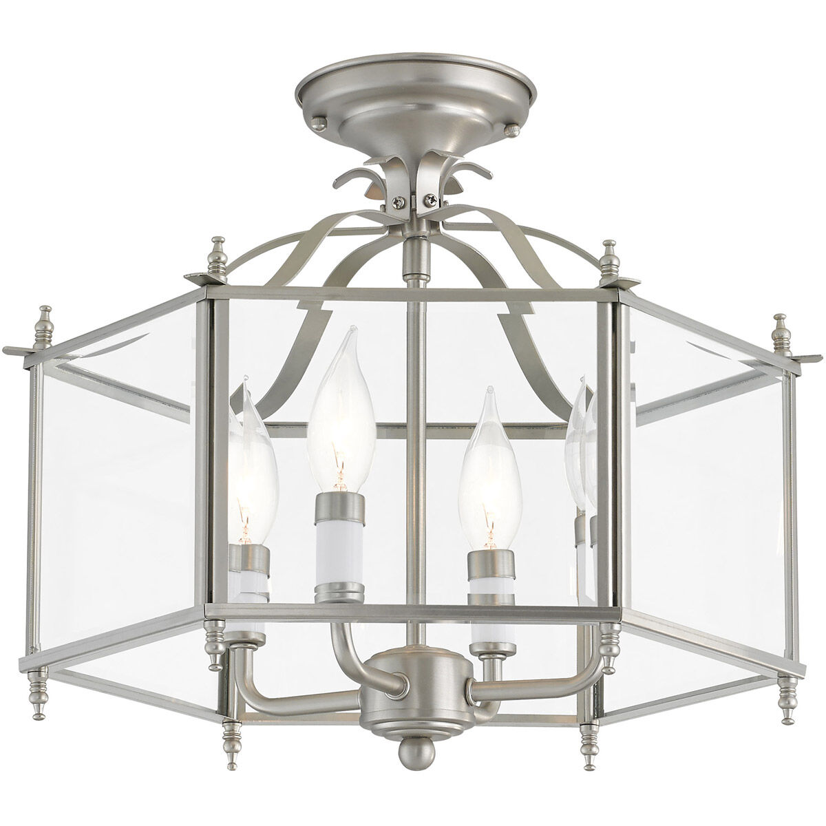Livingston 4 Light 16 inch Brushed Nickel Convertible Pendant/Ceiling Mount Ceiling Light