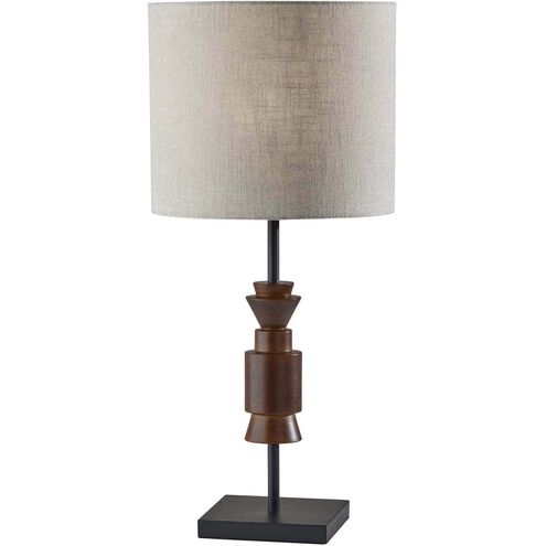 Elton 28 inch 60 watt Black and Walnut Rubber Wood Table Lamp Portable Light
