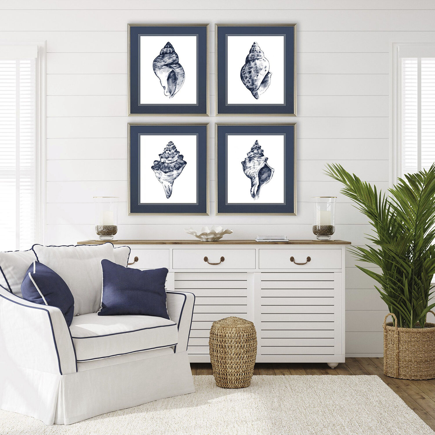 Naturals Blue and White Framed Art