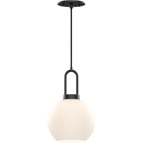 Alora Mood Soji 1 Light 7.88 inch Matte Black Pendant Ceiling Light in Opal Glass