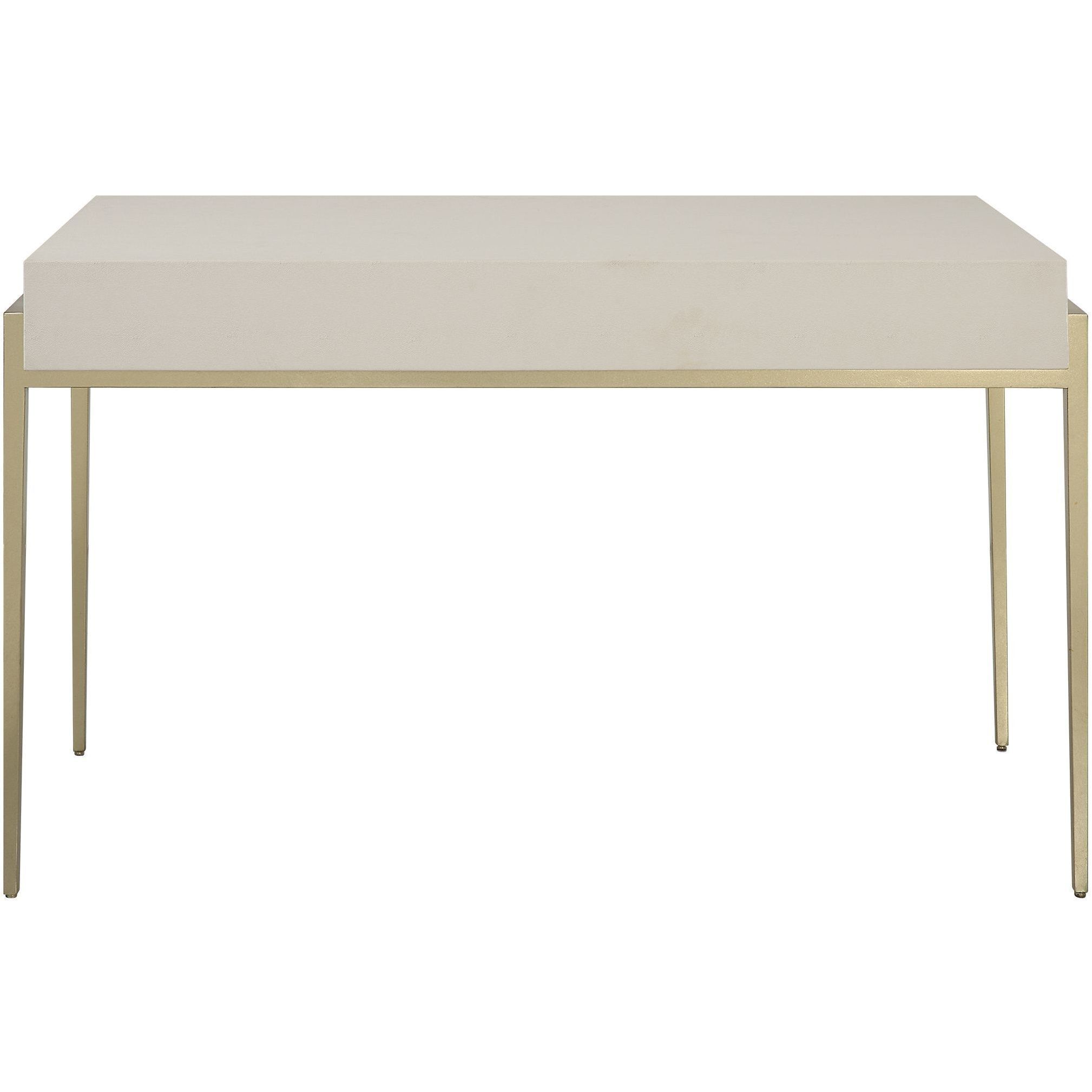 Jewel 48 inch White Faux Shagreen and Gold Leaf Desk
