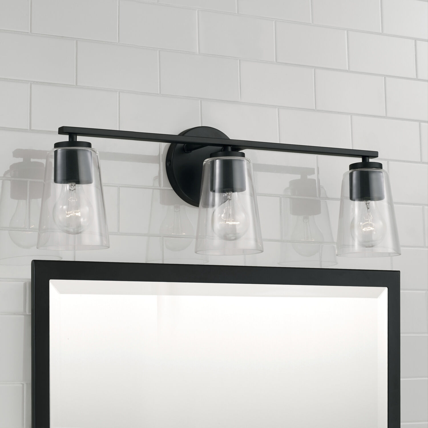 Portman 3 Light 25 inch Matte Black Vanity Light Wall Light