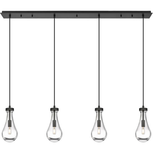 Owego 4 Light 48.88 inch Matte Black Linear Pendant Ceiling Light in Clear Glass