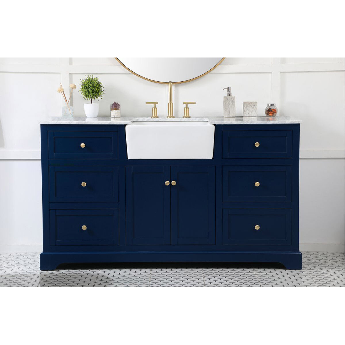 Franklin 60 X 22 X 35 inch Blue Bathroom Vanity Cabinet
