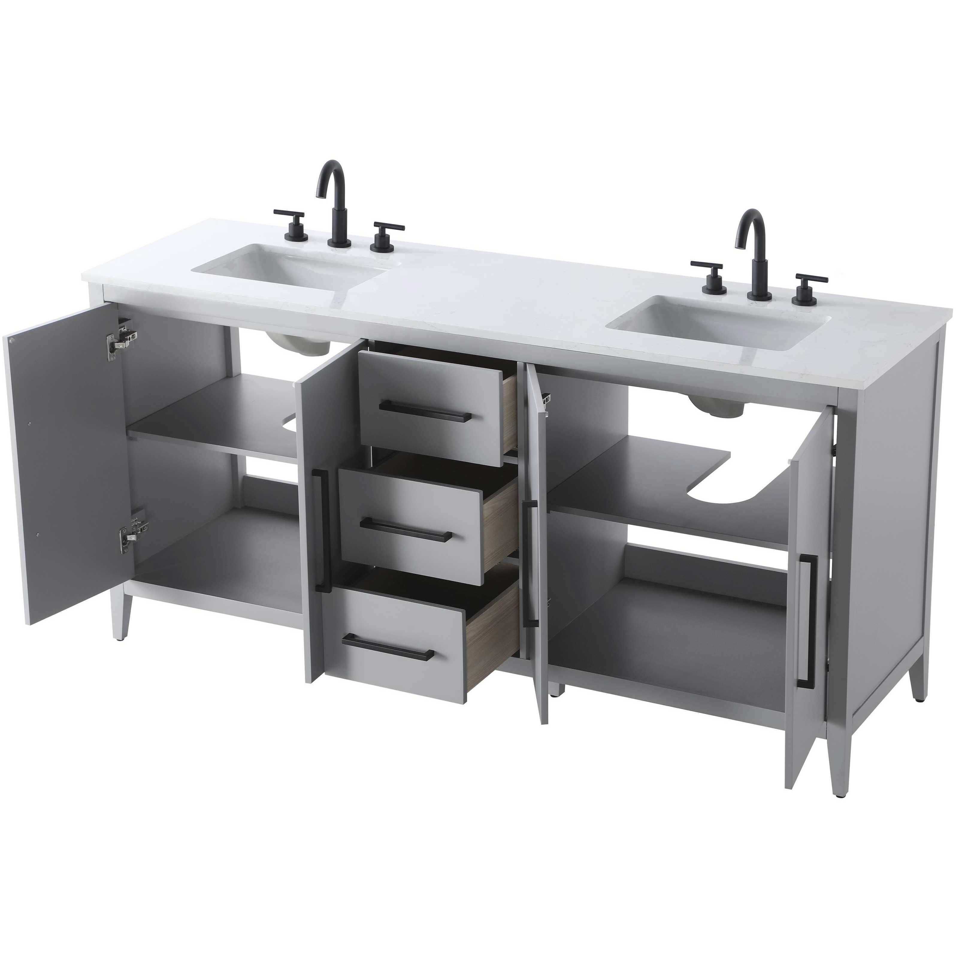 Millie 72 X 35 inch Grey Bathroom Vanity Cabinet