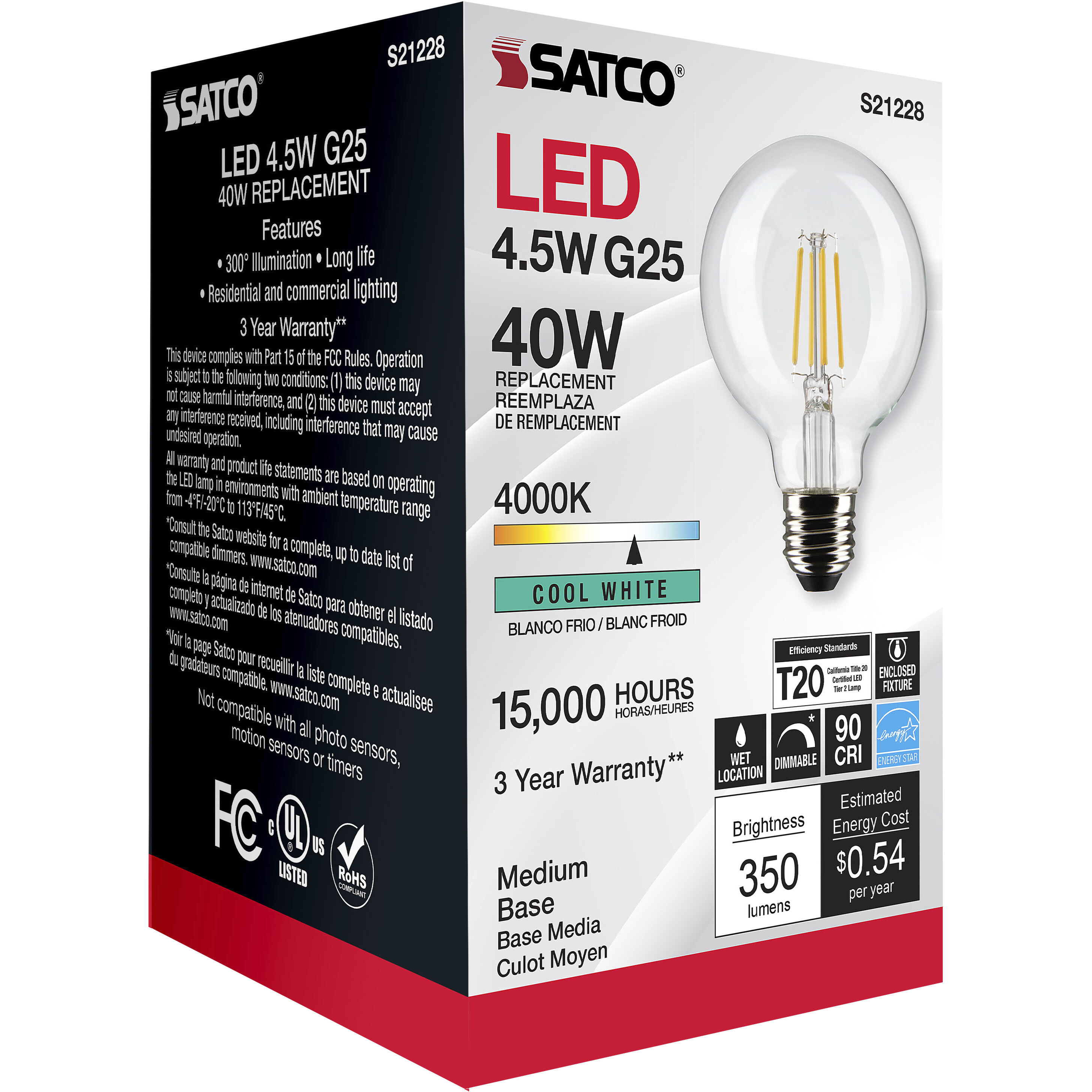 Lumos LED Medium Medium 4.50 watt 4000K LED Filament