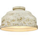Keating 3 Light 13.75 inch Antique Ivory Flush Mount Ceiling Light