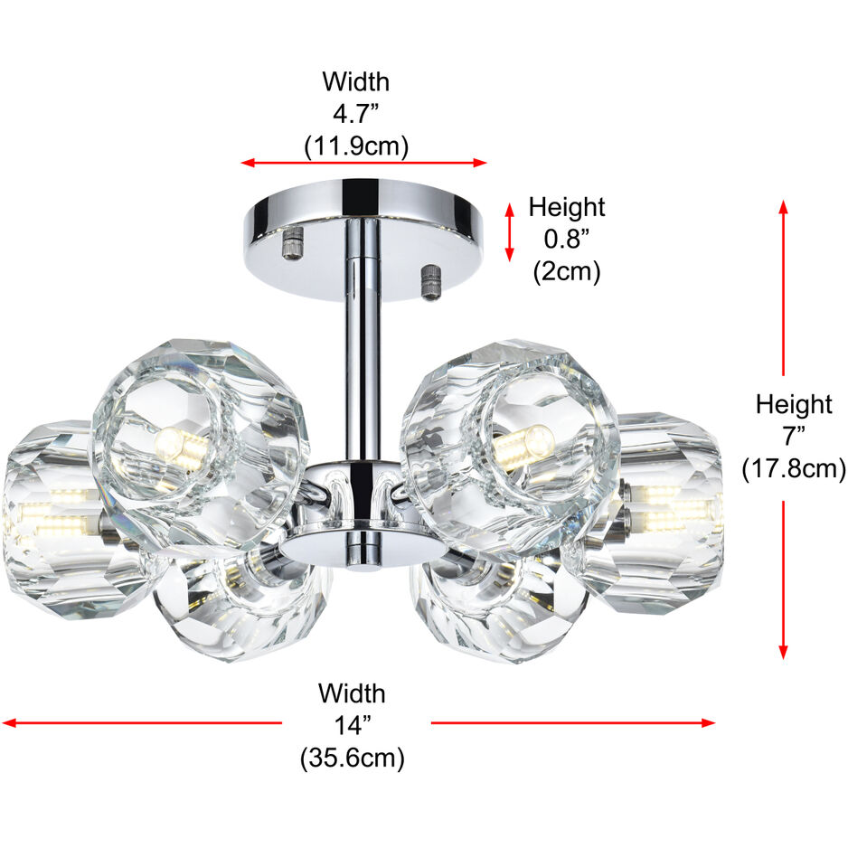 Eren 6 Light 14 inch Chrome Flush Mount Ceiling Light