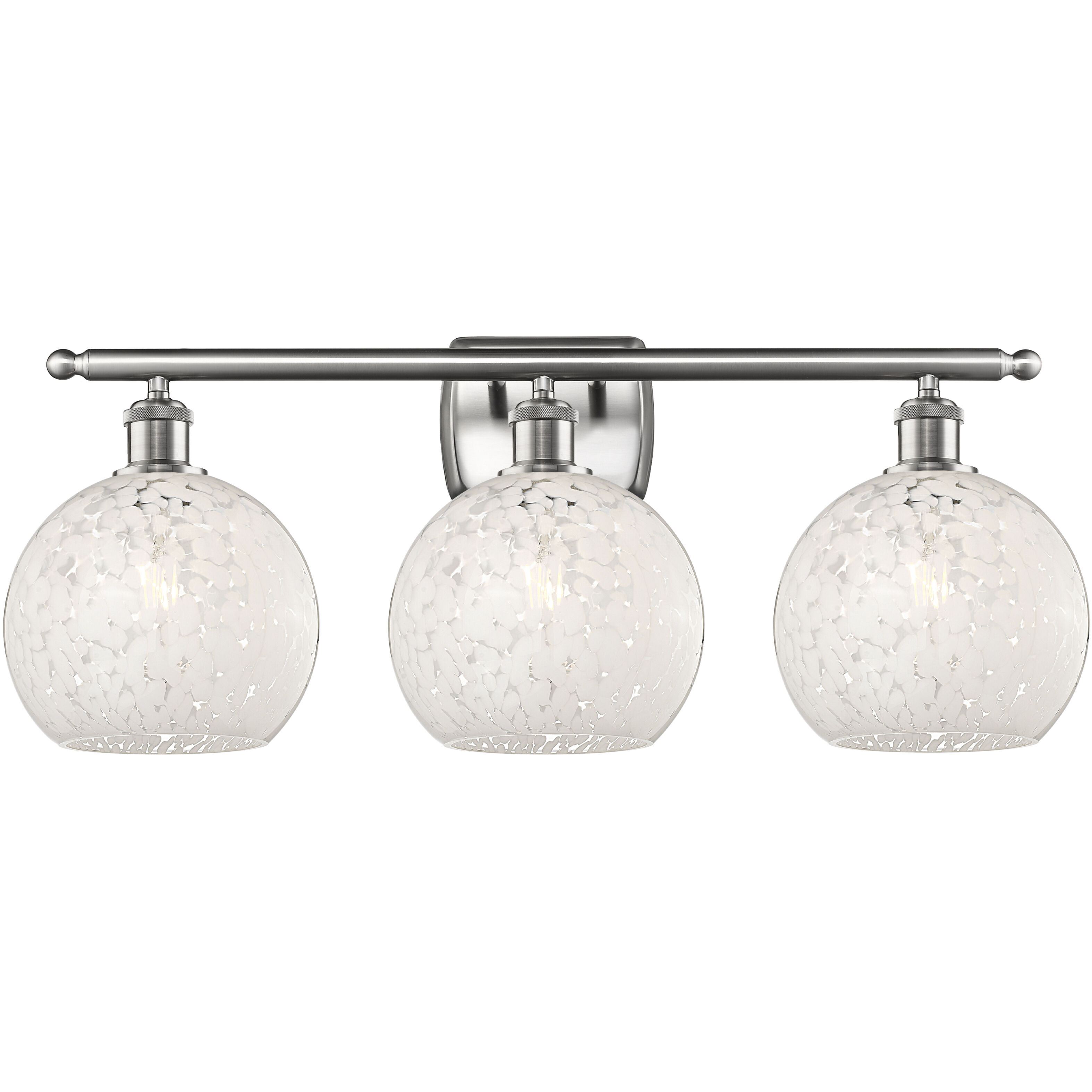 Ballston White Mouchette 3 Light 28 inch Brushed Satin Nickel Bath Vanity Light Wall Light