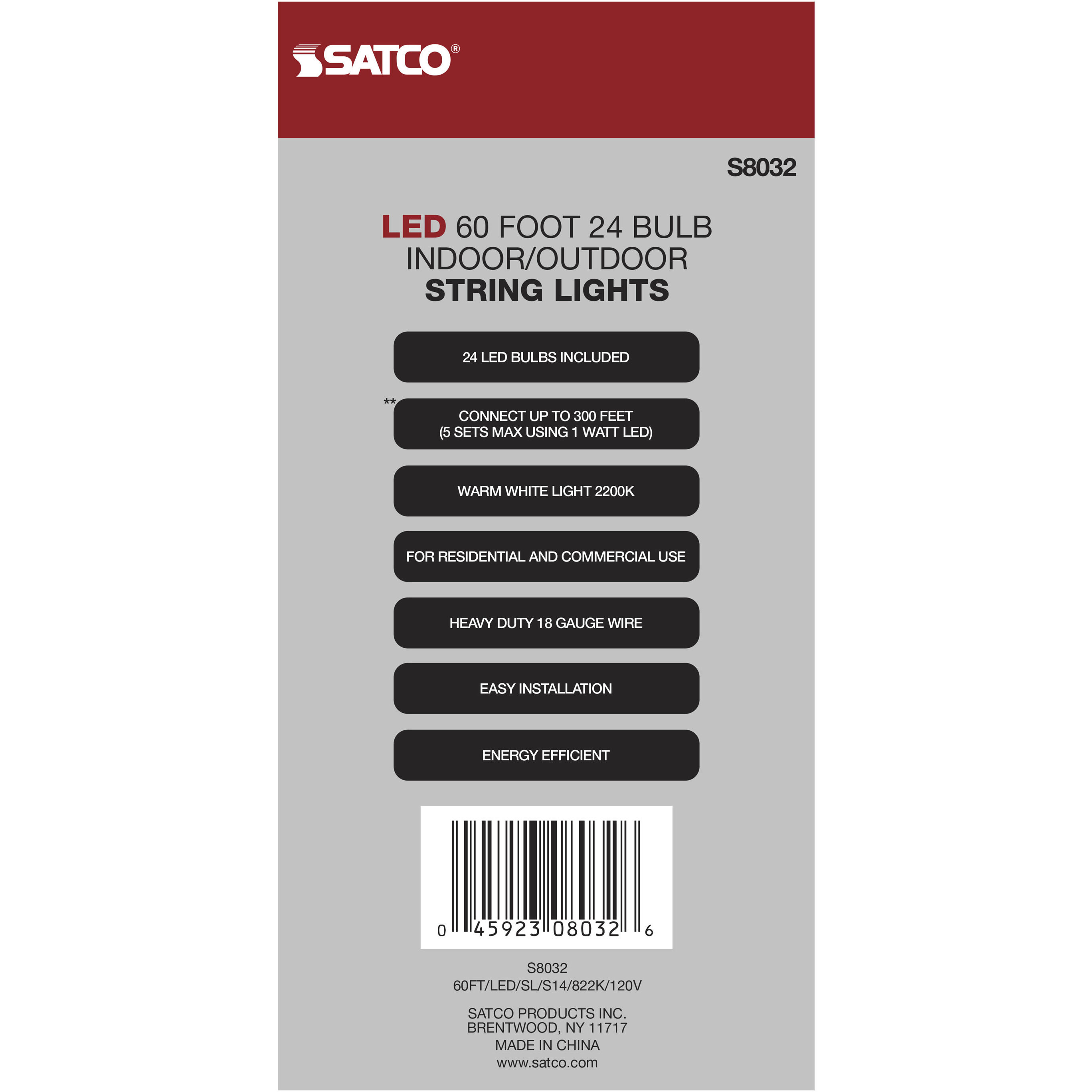 Lumos 24 Light LED 60 foot Black LED String Lights