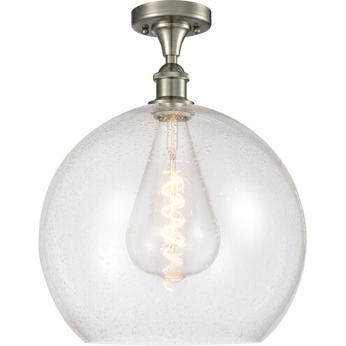 Ballston Athens 1 Light 14 inch Brushed Satin Nickel Semi-Flush Mount Ceiling Light in Seedy Glass