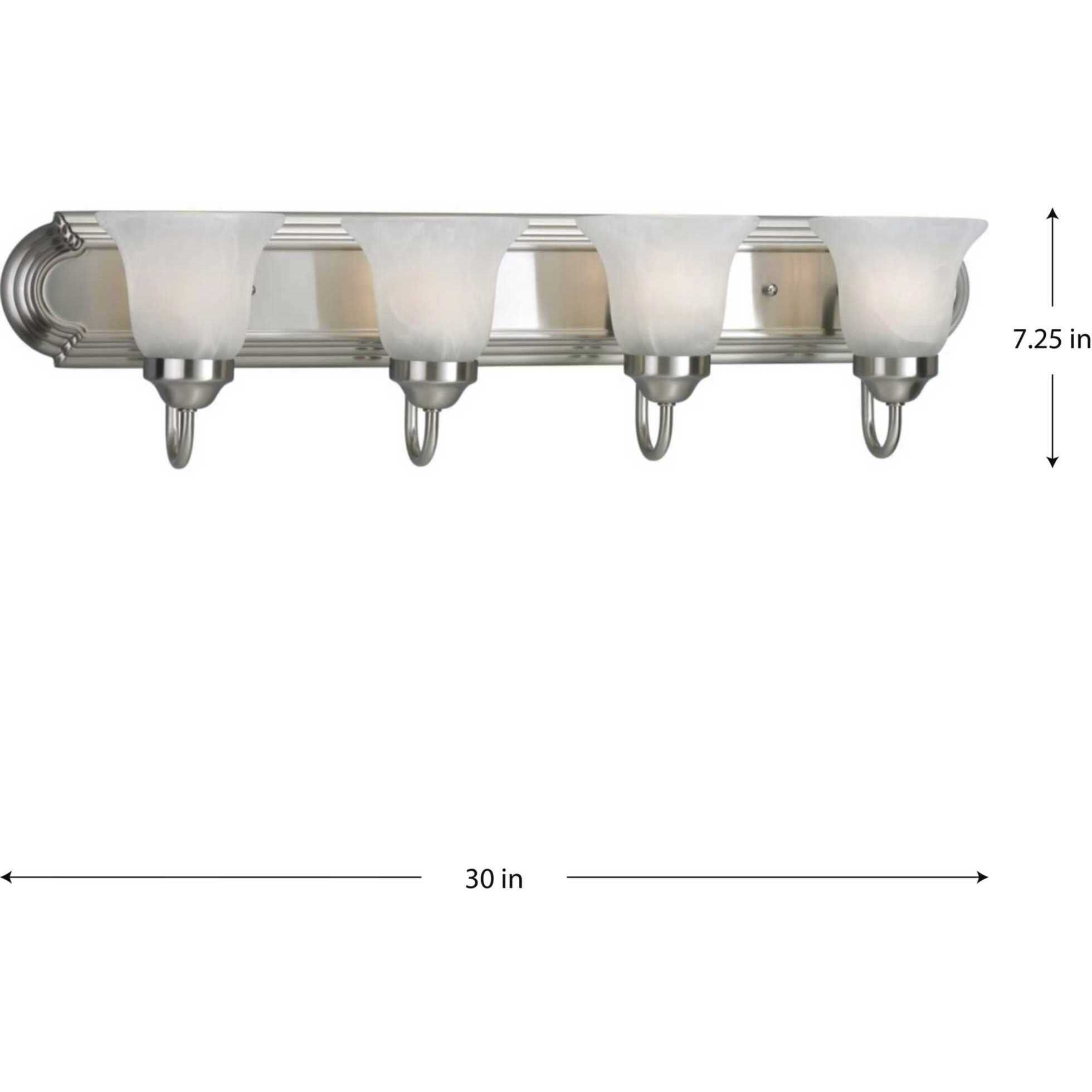 Alabaster Glass 4 Light 30 inch Brushed Nickel Bath Vanity Wall Light