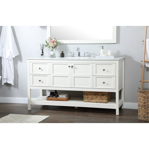 Theo 60 X 22 X 34 inch White Vanity Sink Set