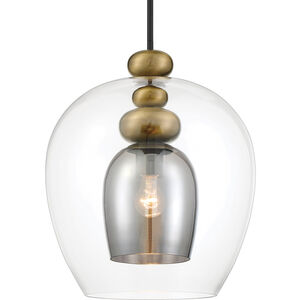 Amesbury 1 Light 15.75 inch Coal and Oxidized Aged Brass Pendant Ceiling Light