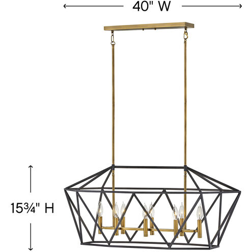 Theory LED 40 inch Aged Zinc with Heritage Brass Indoor Linear Chandelier Ceiling Light