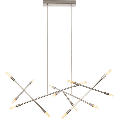 Line Wave 2 Linear Chandelier Ceiling Light in Satin Nickel, LED 90 CRI 2700K