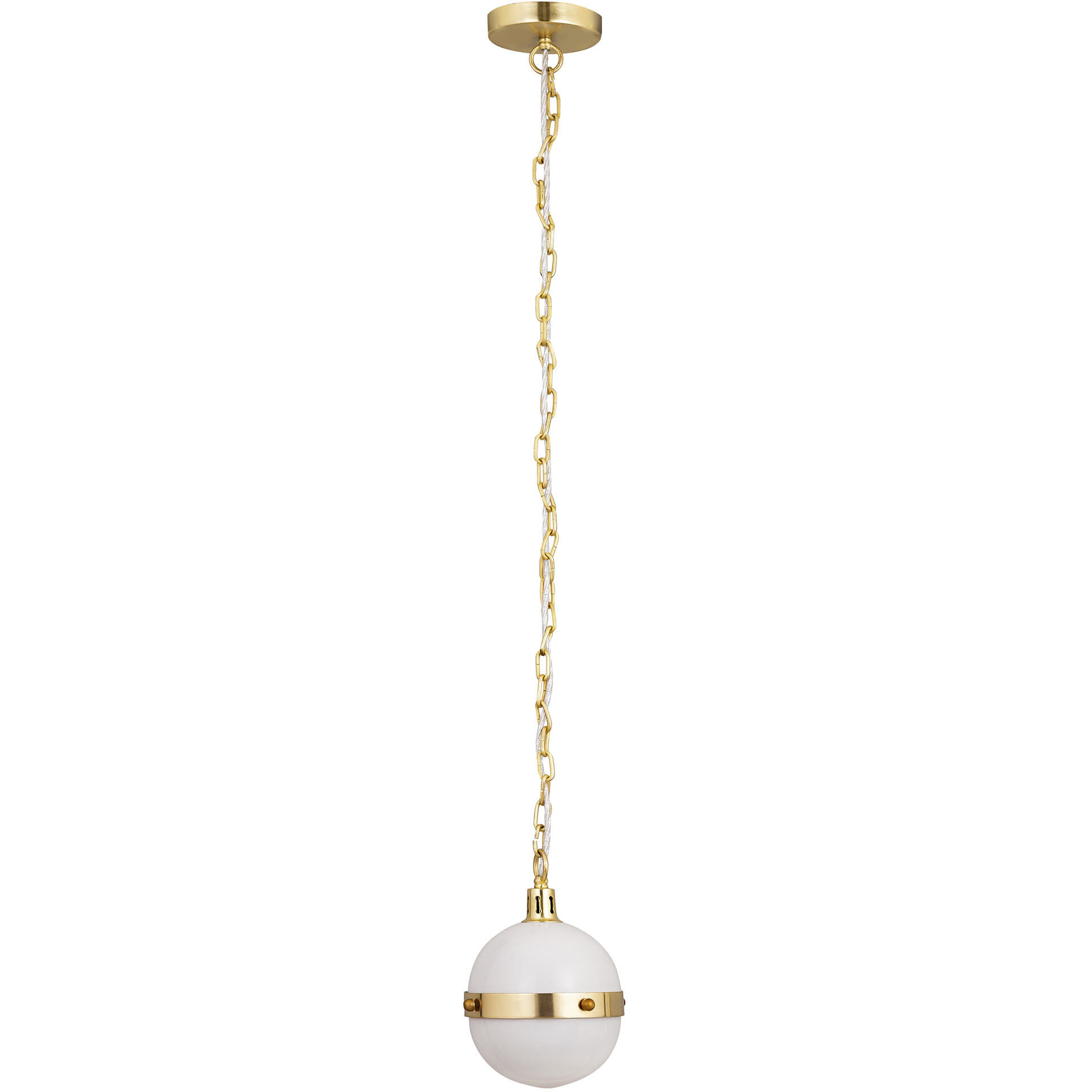 Harmelin 1 Light 7 inch White with Satin Brass Mini Pendant Ceiling Light