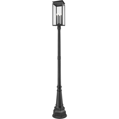 Nova 4 Light 109.5 inch Black Outdoor Post Mounted Fixture in Clear Glass