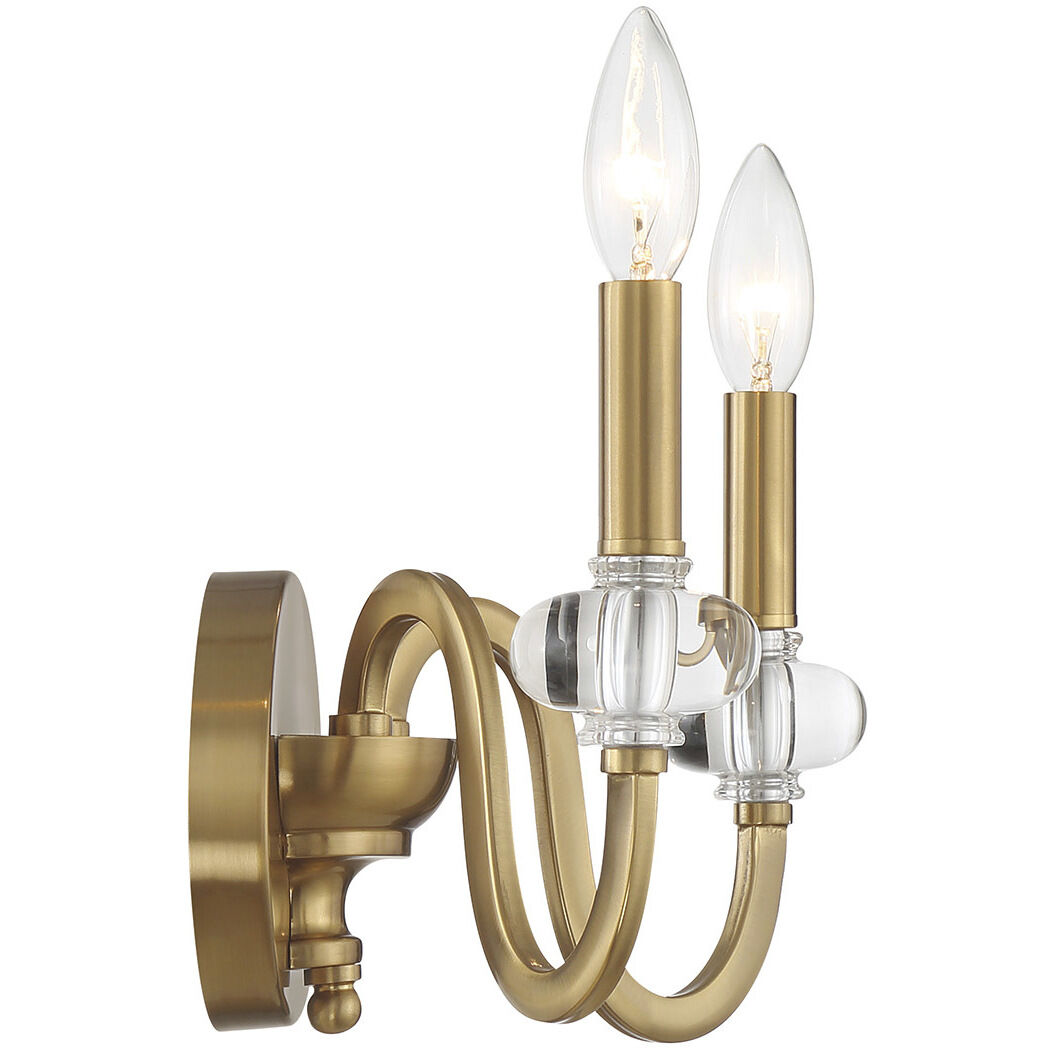 Bergdorf 2 Light 14 inch Warm Brass Sconce Wall Light