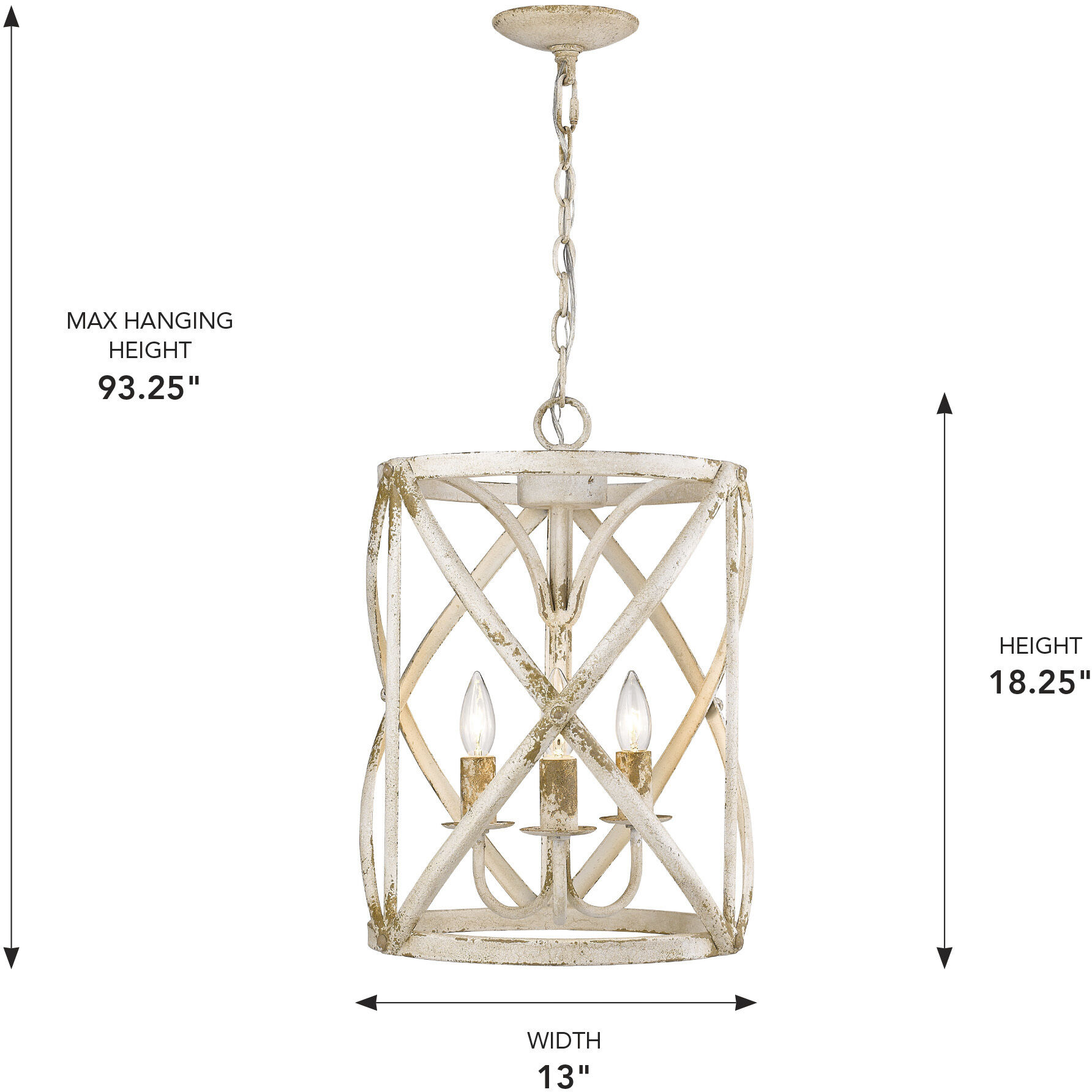 Alcott Pendant Ceiling Light in Antique Ivory, Caged
