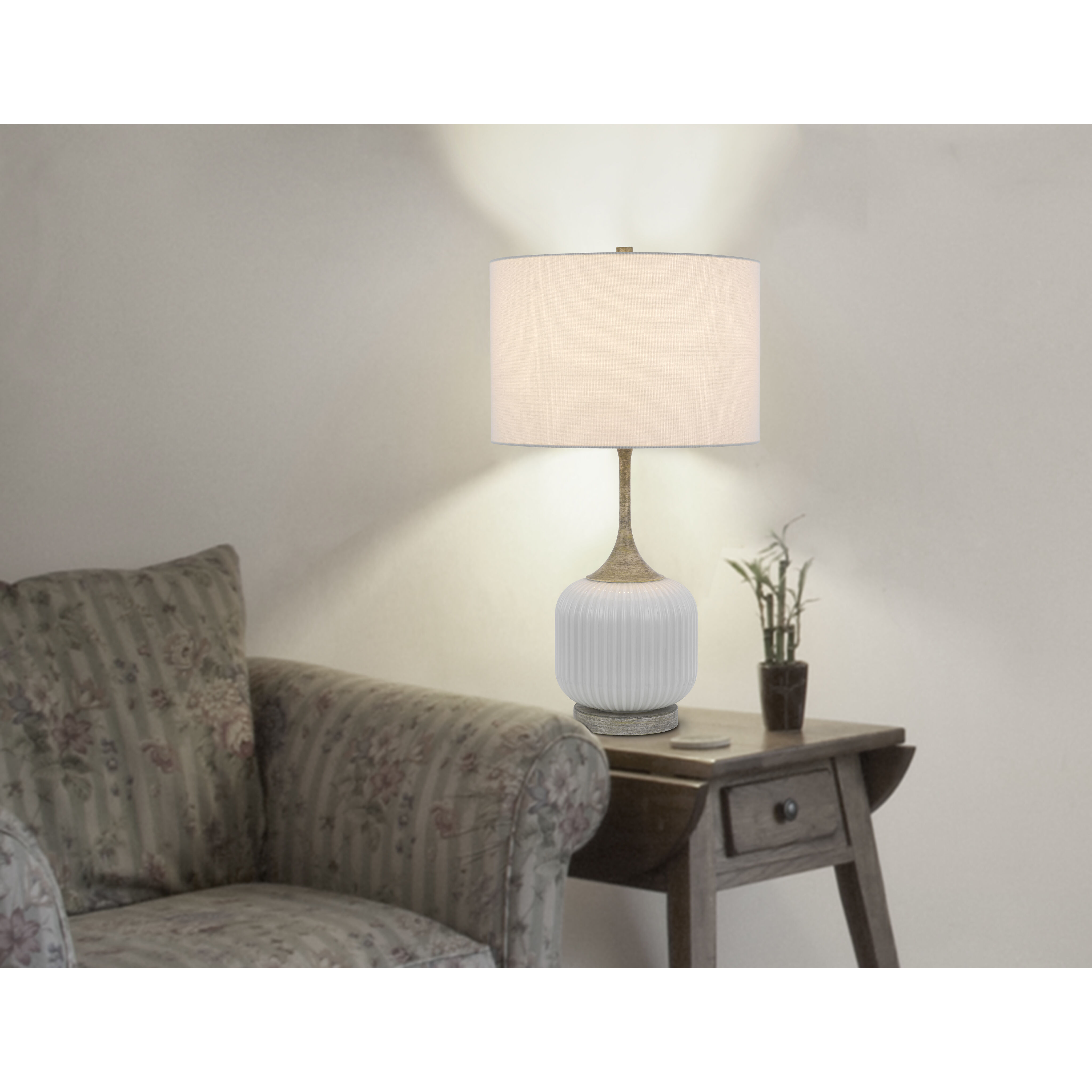 Palmyra 27 inch 150.00 watt Antique Silver Table Lamp Set Portable Light