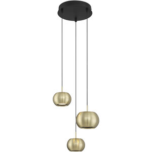 Halo LED 13.25 inch Coal And Brushed Gold Pendant Ceiling Light, Pan