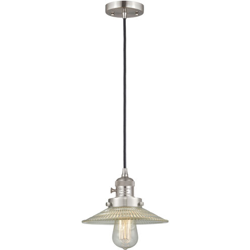 Franklin Restoration Halophane 1 Light 8.5 inch Brushed Satin Nickel Mini Pendant Ceiling Light in Incandescent, Clear Halophane Glass