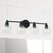 Mid Century 4 Light 32 inch Matte Black Vanity Light Wall Light
