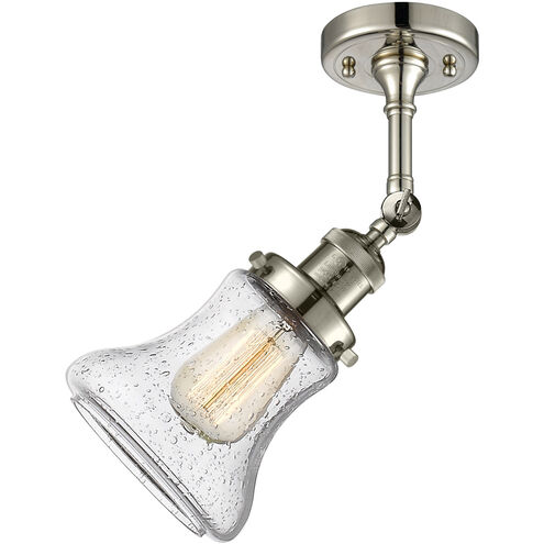 Franklin Restoration Bellmont LED 7 inch Polished Nickel Sconce Wall Light in Seedy Glass, Franklin Restoration