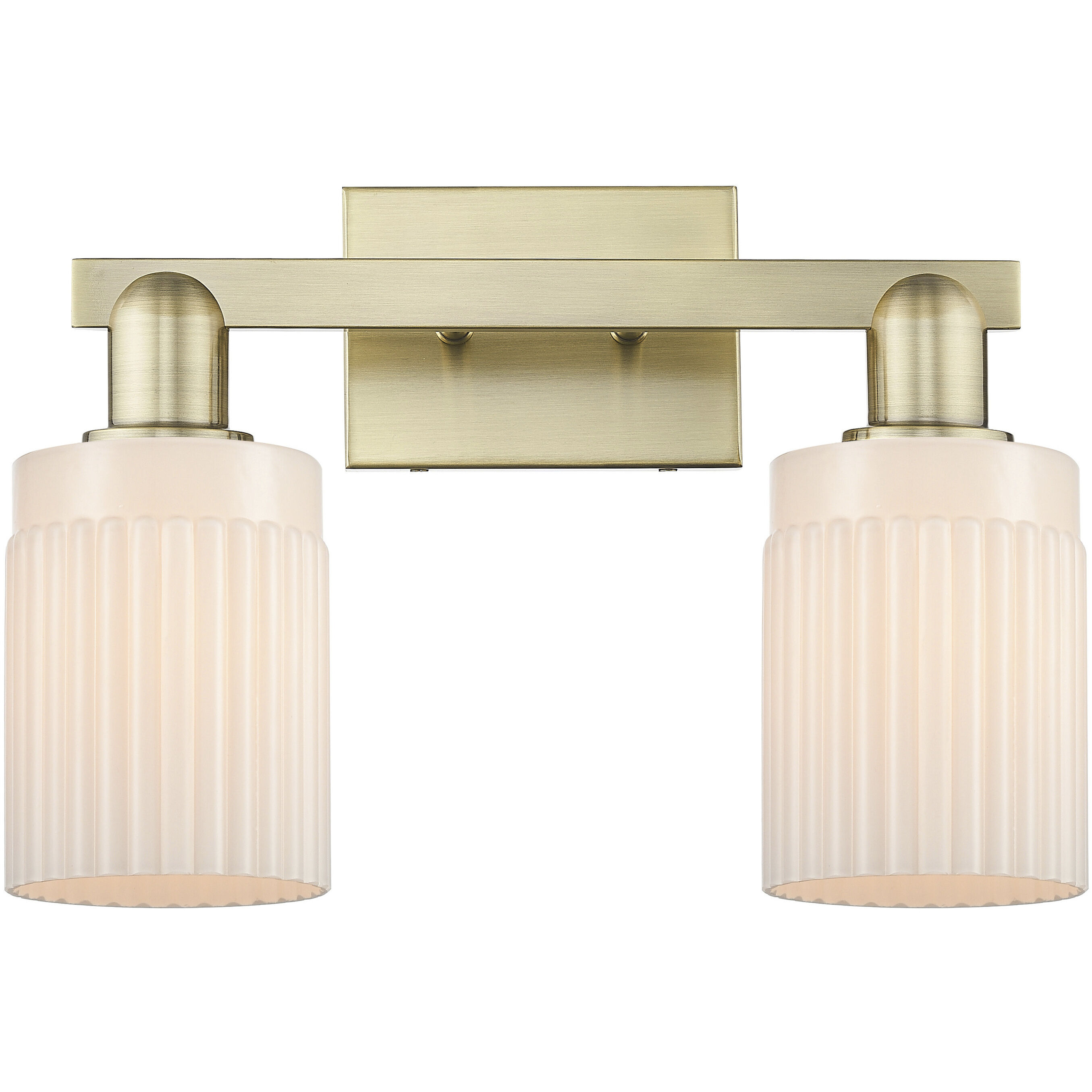 Arcadia Hadley 2 Light 15.5 inch Antique Brass Bath Vanity Light Wall Light in Matte White