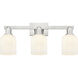 Downtown Urban Bridal Veil 3 Light 24 inch Brushed Satin Nickel Bath Vanity Light Wall Light in Gloss White Glass