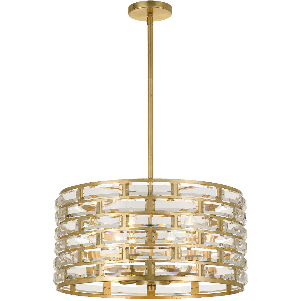 Meridian 6 Light 20 inch Antique Gold Semi Flush Ceiling Light