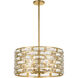Meridian 6 Light 20 inch Antique Gold Semi Flush Ceiling Light