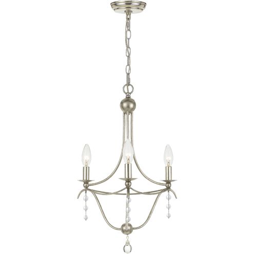 Metro 3 Light 15.5 inch Antique Silver Mini Chandelier Ceiling Light