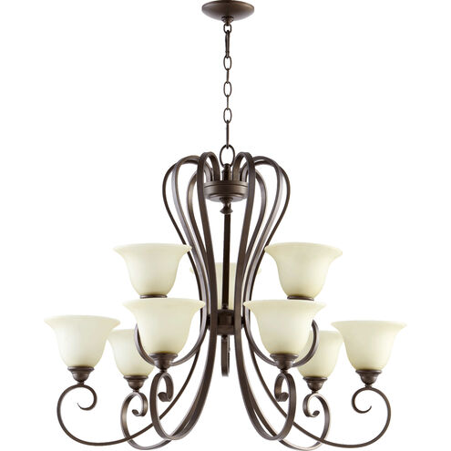 Celesta 9 Light 34 inch Oiled Bronze Chandelier Ceiling Light in Amber Scavo