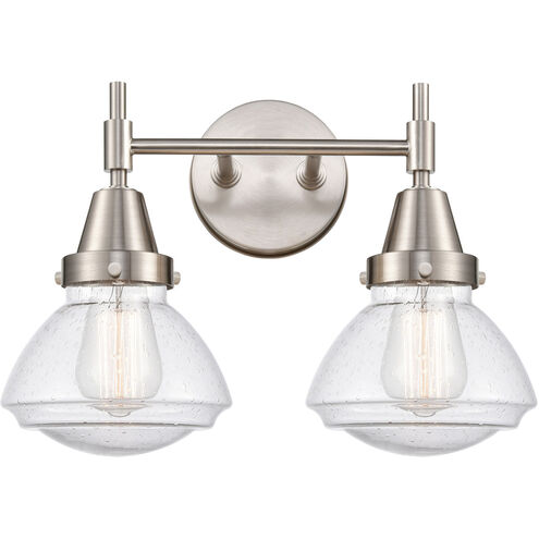 Caden LED 16 inch Satin Nickel Bath Vanity Light Wall Light in Seedy Glass