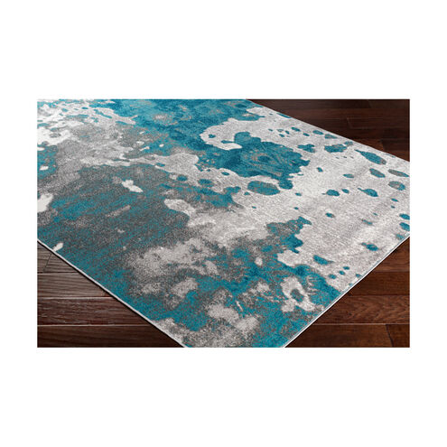 Milton 91 X 63 inch Teal/Medium Gray/Charcoal/White Rugs, Rectangle