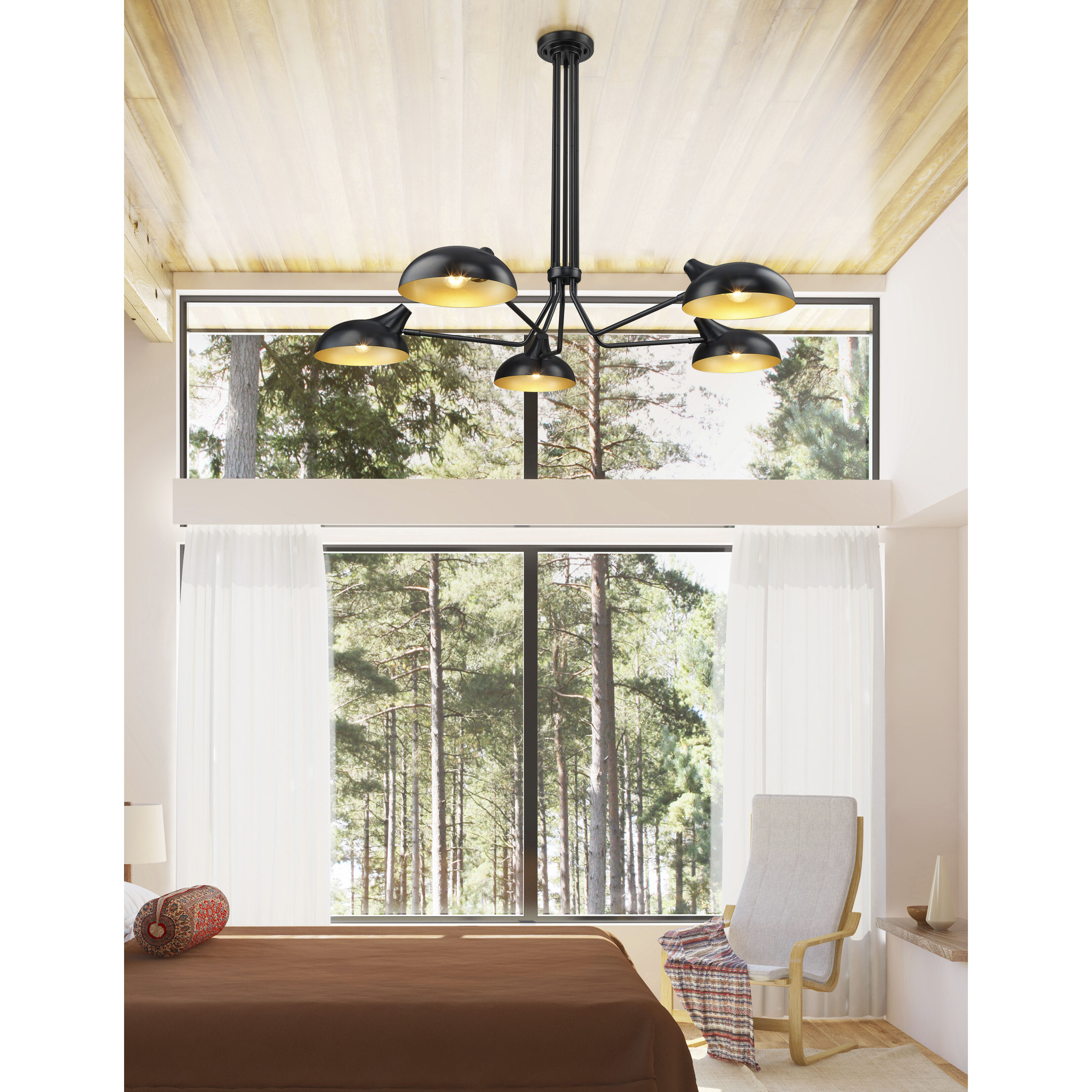 Bellamy 5 Light 52 inch Matte Black Semi Flush Mount Ceiling Light