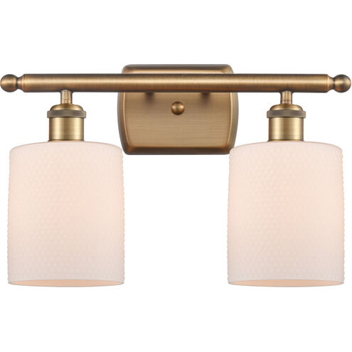 Ballston Cobbleskill 2 Light 16 inch Brushed Brass Bath Vanity Light Wall Light in Matte White Glass, Ballston