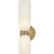 Lisa McDennon Tallulah LED 5.5 inch Lacquered Brass Bath Light Wall Light in 3000K, Etched Opal, 5W, Two Light, Sconce