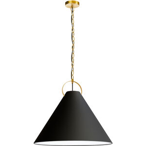 Princeton 1 Light 24 inch Aged Brass Pendant Ceiling Light in Black