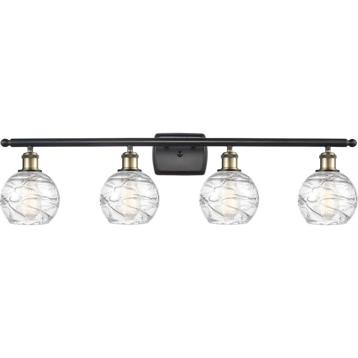 Ballston Small Deco Swirl LED 36 inch Black Antique Brass Bath Vanity Light Wall Light, Ballston